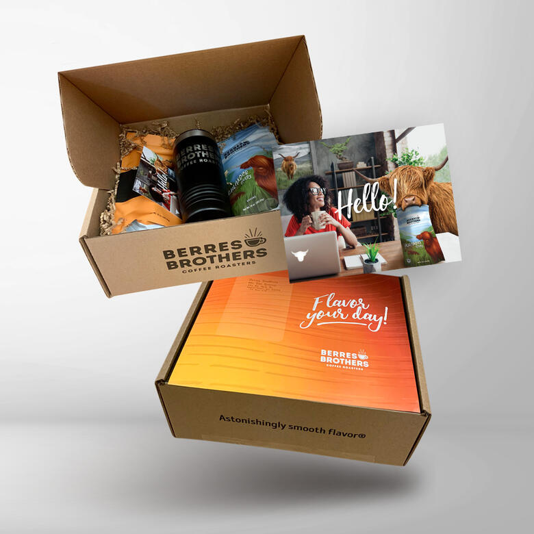 Direct mail coffee brand kits sent to social media influencers.