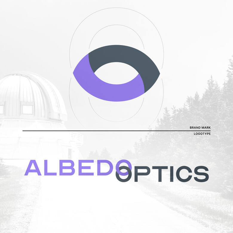 Logo for an optics manufacturer, and the eye icon pulled from its core.